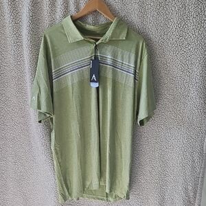 Antigua Olive Green Polo Shirt with Stripes NWT Size 2XL